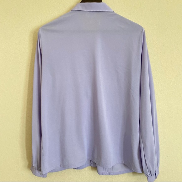 Vintage lavender sheer button down bell cuffed sleeves s/m spring top Easter - Picture 10 of 11